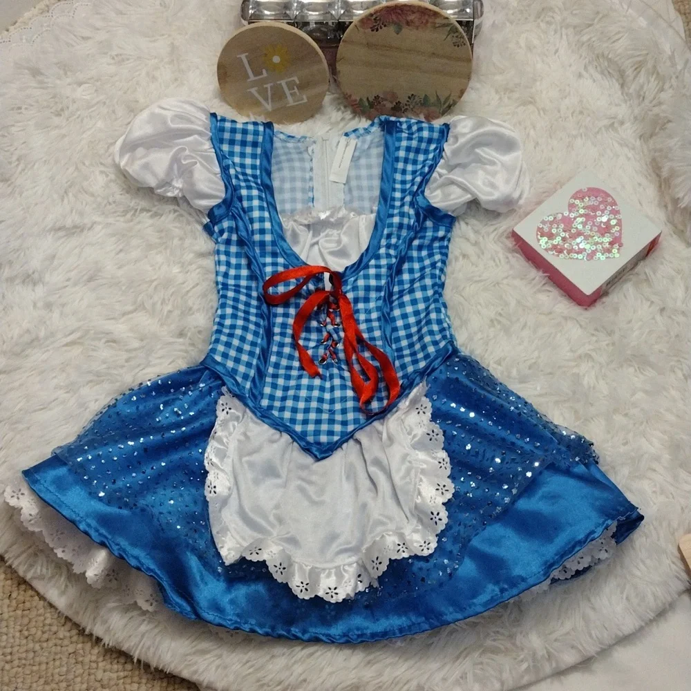 Blue and White Kids Costume Dress Girl Size 3T-4T
